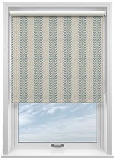 Land & Shore Fintra Stripe (Blackout), Teal - Twist&Fit Roller Blind